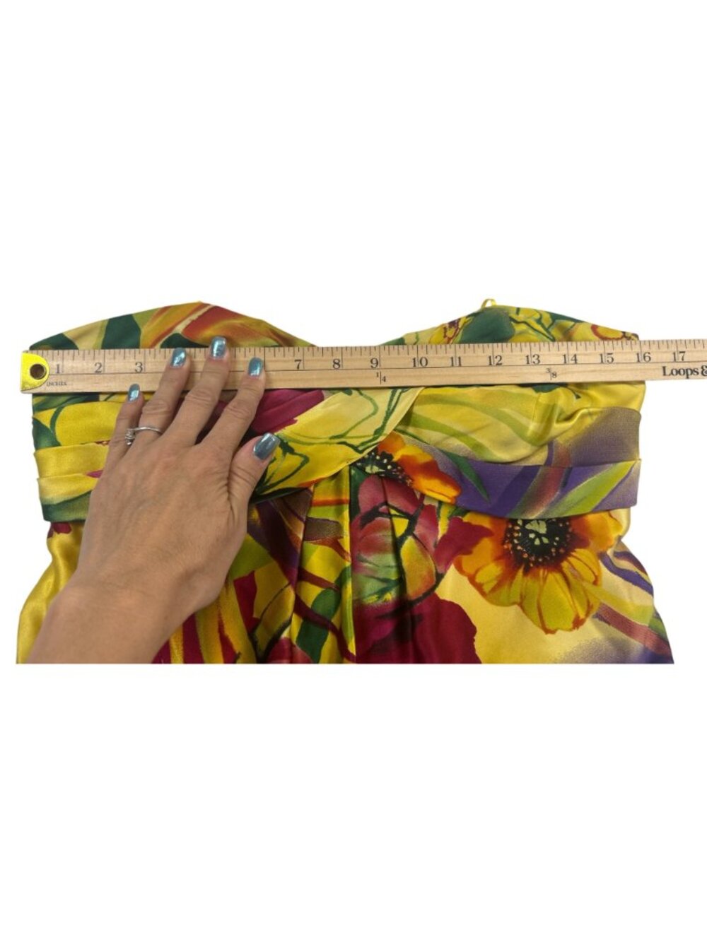 Cache Satin Strapless Mini Dress Women's 6 Floral Tropical Resort Party Dress - Picture 8 of 13